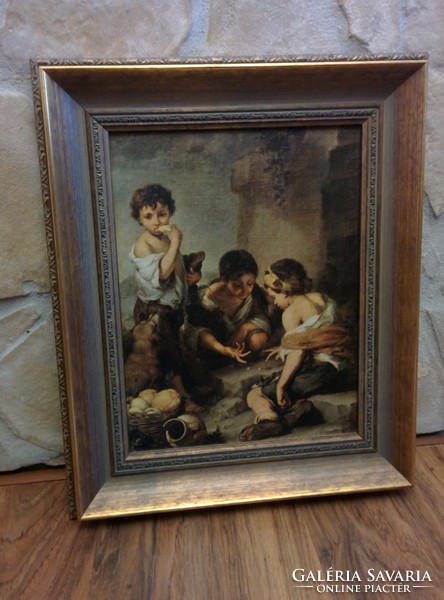 Murillo reproduction: dice-playing boys.
