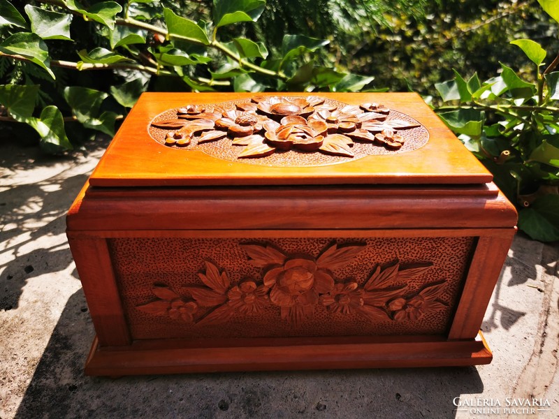 Pink carved wooden box