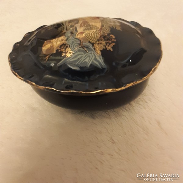 Kobaltkék arany dìszìtése gyűrűtartó bonbonier