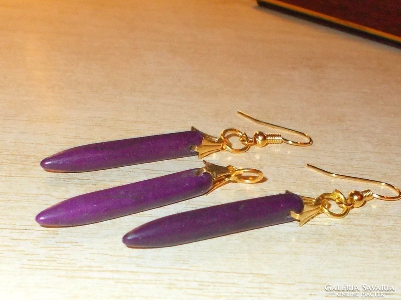 Purple howlit mineral spike gold gold filled jewelry set