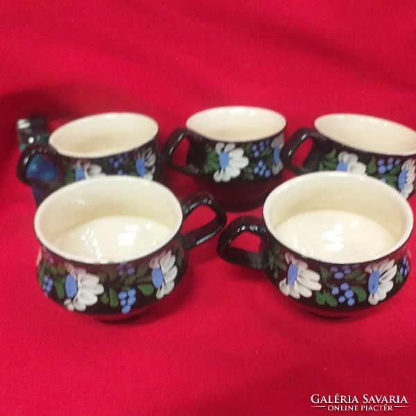 Floral, hand-painted ceramic mug, glass set of 5.
