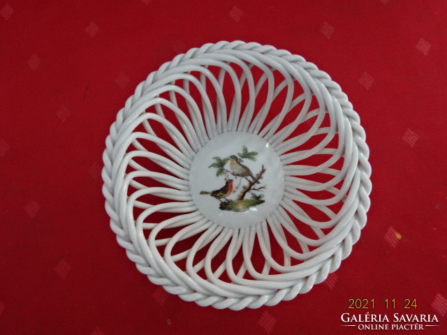 Herend porcelain basket, openwork, wicker, rothschild pattern, diameter 13 cm. He has!