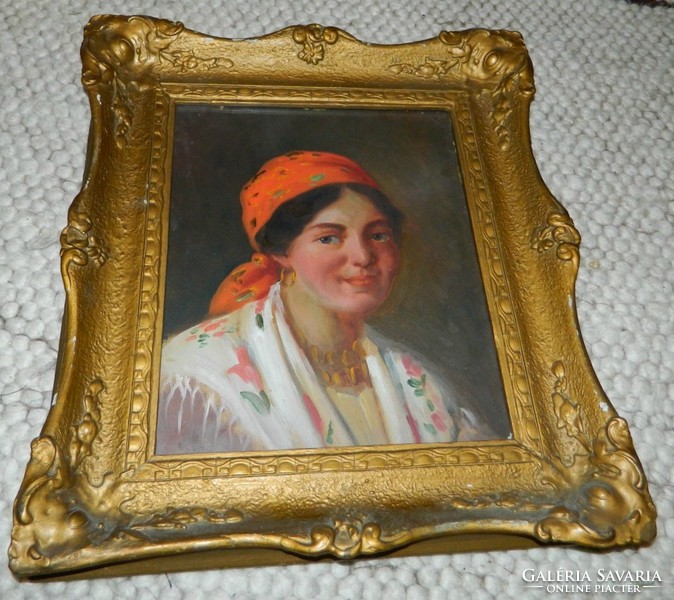 There Zoltán painting> gypsy woman in a blond frame
