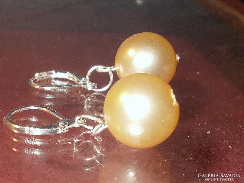 Giant champagne with sparkling shell pearl pearl earrings