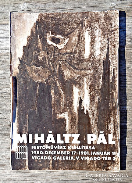 The poster of the 1980 exhibition of the painter Pál Miháltz glued to cardboard