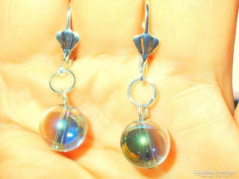 Aura quartz pearl Tibetan silver earrings