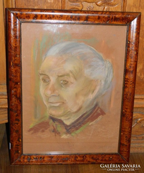 Tibor Jankay original painting - old woman portrait