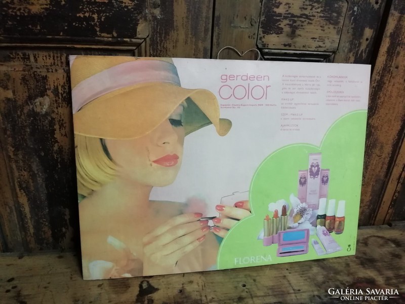 Karton reklámtábla, Florena kozmetikai reklám a 70-es évekből