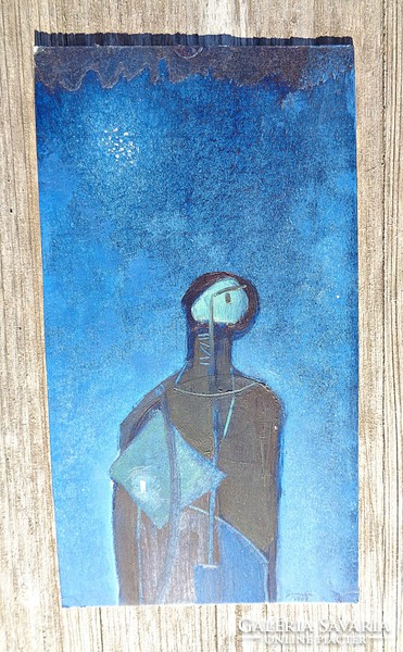 Chalk cardboard image titled Starfighter, with Germanic signature, dated 1969
