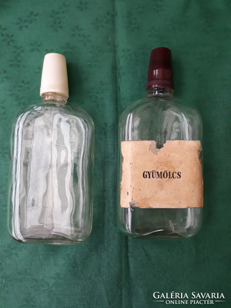 Old, flat bottle, with vinyl lid, 2dl, 2 pcs. Cheaper!