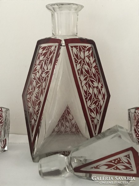Art deco Karl Palda likőrös készlet a Haida üveghutából