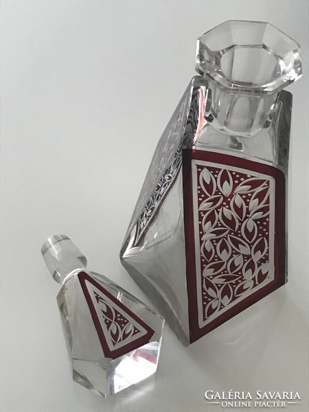 Art deco Karl Palda likőrös készlet a Haida üveghutából