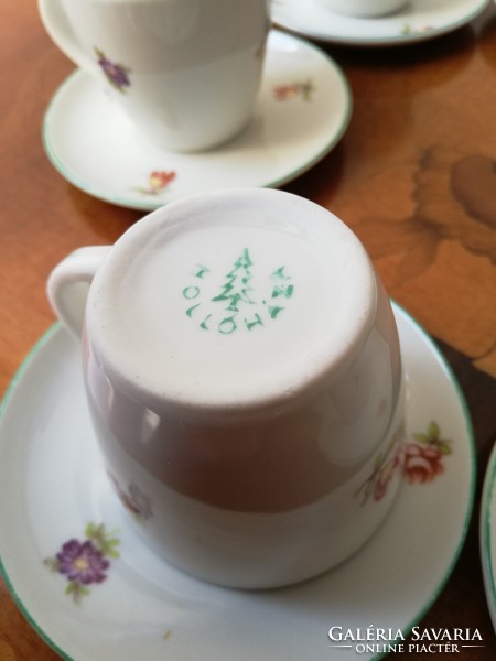 Charming tiny floral older raven house porcelain coffee set for 6 people