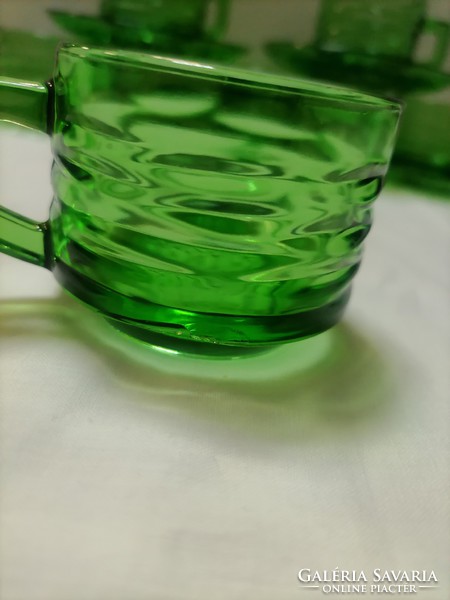 Zöld üveg kávés készlet
