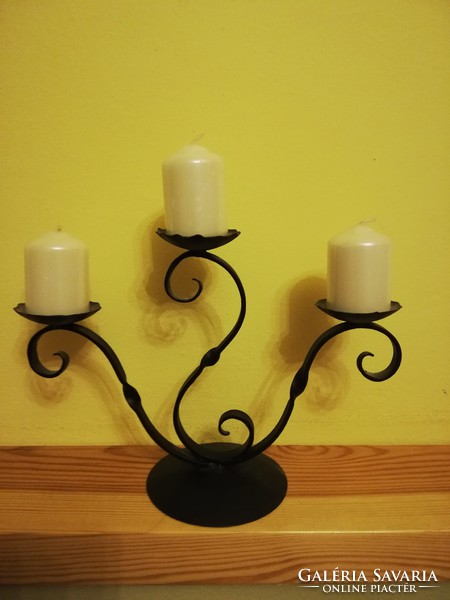 Wrought iron candlestick with three branches