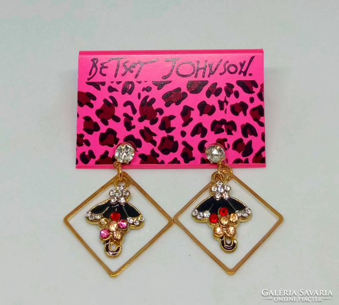 Betsey johnson colorful crystal black umbrella earrings