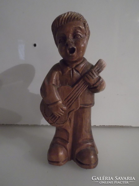 Statue - wood - 17 x 7 cm - singing boy - hand carved - old - German - flawless