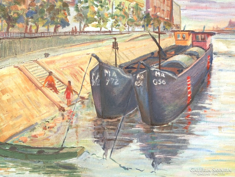 B. L.: Duna-part uszályokkal 1976 - olaj-vászon festmény