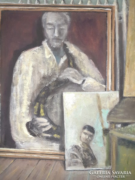 Mysterious double portrait - old oil on canvas, unknown