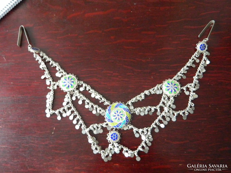 Authentic silver - fire enamel oriental dress decoration