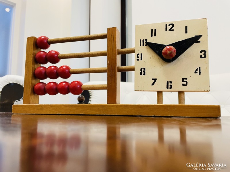 Old wooden ball counter and clock