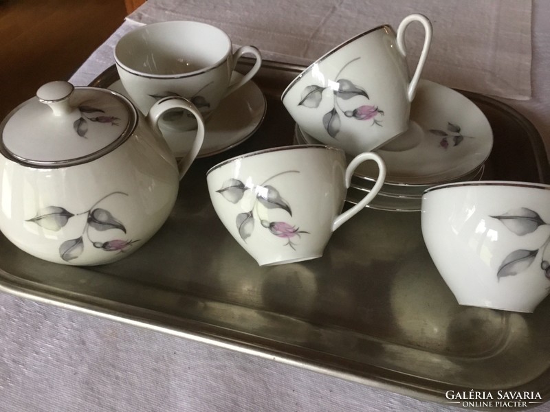 TK Thun antik csehszlovák porcelán kávés készlet, 4 személyes
