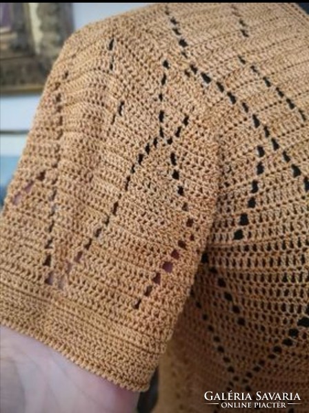 Suchita, 36-38 hand crocheted, amber, handmade blouse.