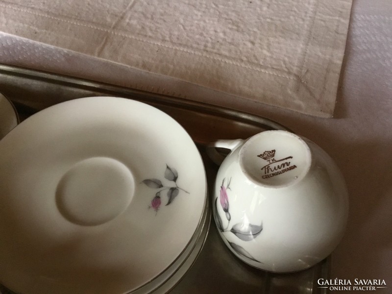 TK Thun antik csehszlovák porcelán kávés készlet, 4 személyes