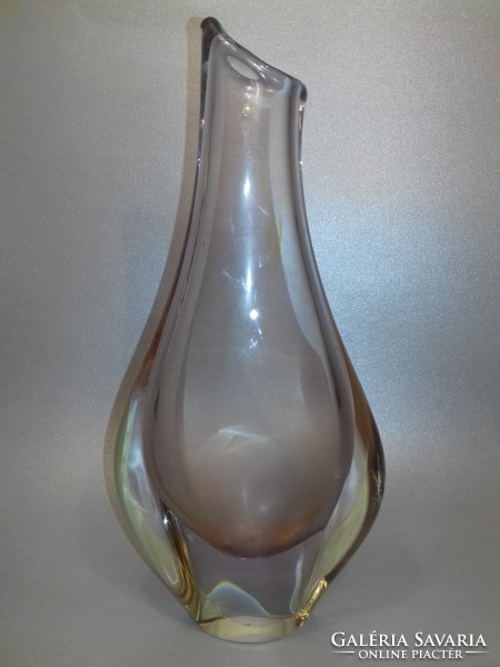 ALACSONY ÁRON!! Cseh vastag falú üveg váza Miroslav Klinger a '60 - as évekből 26 cm magas