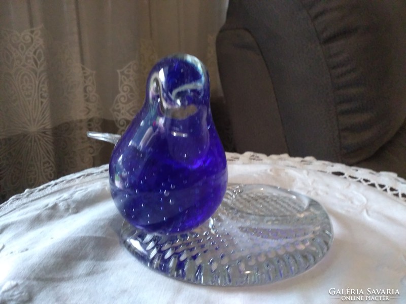 Murano glass bird up to leaf weight, candlestick