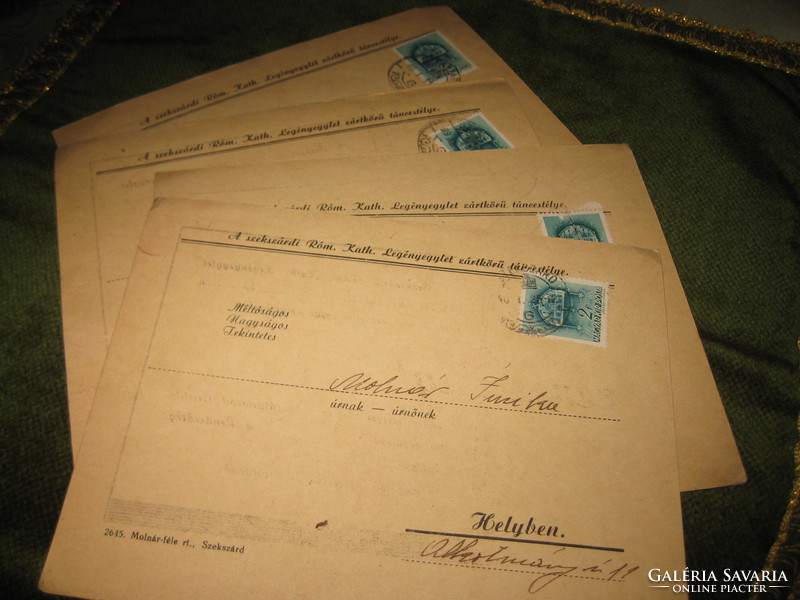 Invitation from the Roman Catholic Boys' Association of Szekszárd 1940. 4 Pcs