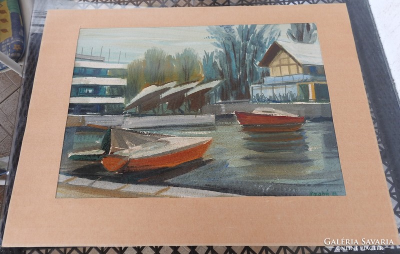 SZABÓ MIKLÓS 1914 - 1995 - Csónakok- festmény