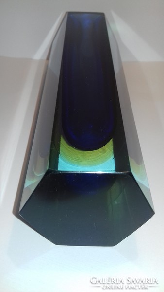 Murano Sommerso hexagonal üveg váza ritka