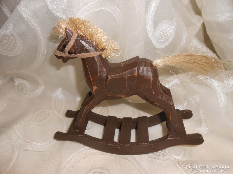 Christmas decoration. Vintage wooden rocking horse. 16Cm.