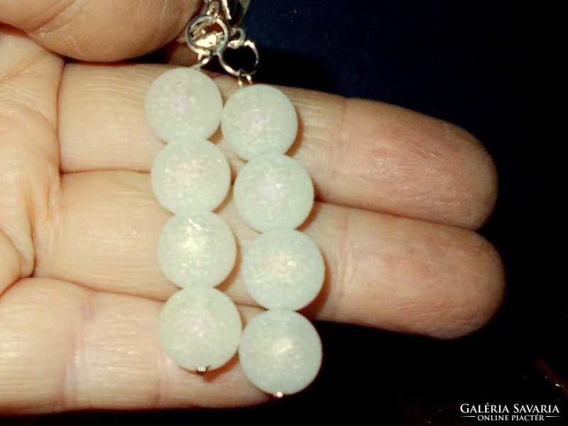 Gold Glitter Snowflake Pearl Tibetan Silver Earrings 6.5 Cm!