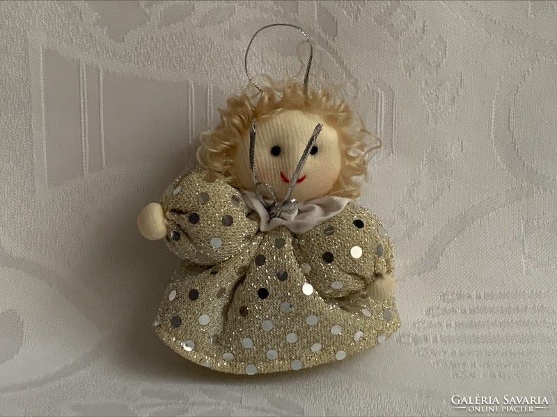 Dutch textile, sponge sequined angel Christmas tree decoration can be hung but can also be attached to the foot
