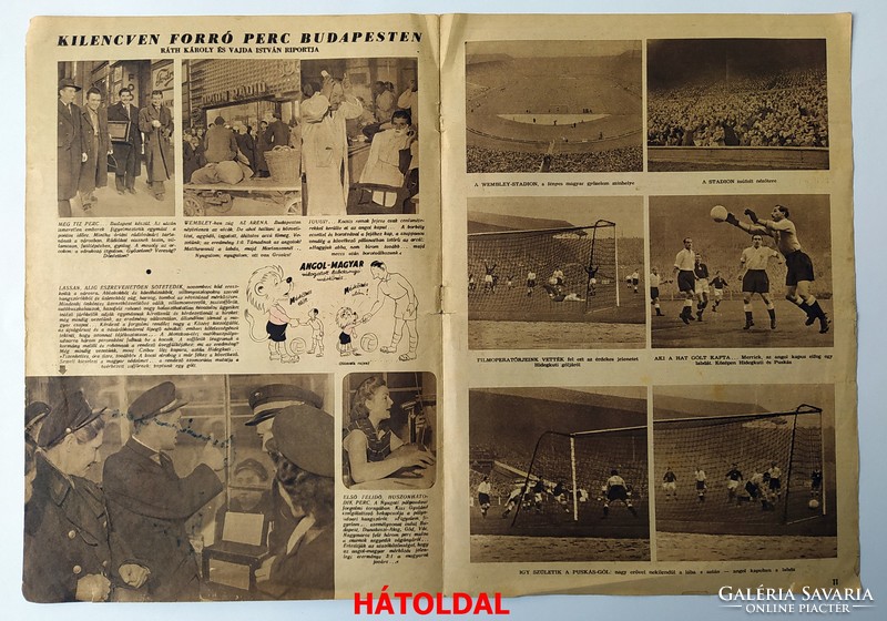 Golden Team 1953 English-Hungarian original newspaper cutout dedicated to grosics, buzánszky. Soccer ball