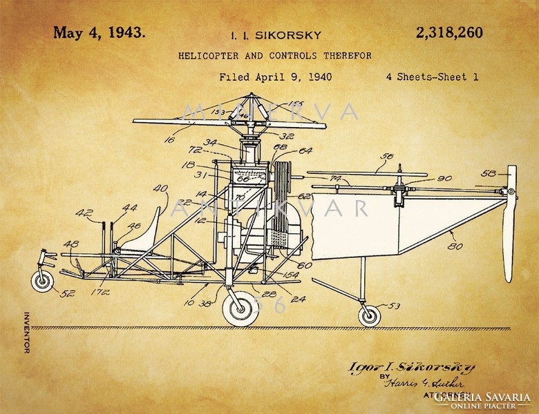 Sikorsky helikopter 1943 találmány szabadalmi rajz repülés történet második 2. világháború