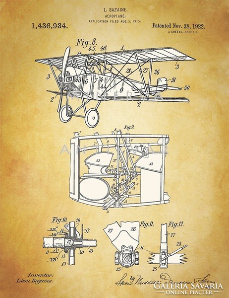 Régi kétfedeles repülőgép  Nieuport 10 1922 Bazaine találmány szabadalmi rajz repülés történet