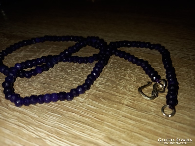 Genuine amethyst faceted bead row with silver clasp