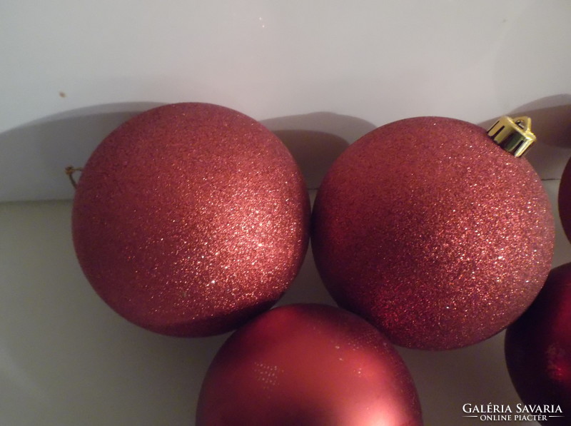 Christmas tree decoration - 8 pieces - large - 10 cm - 7.5 cm - plastic sphere - beautiful condition