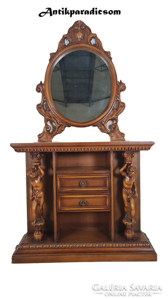 A423 shaped carved console table with mirror