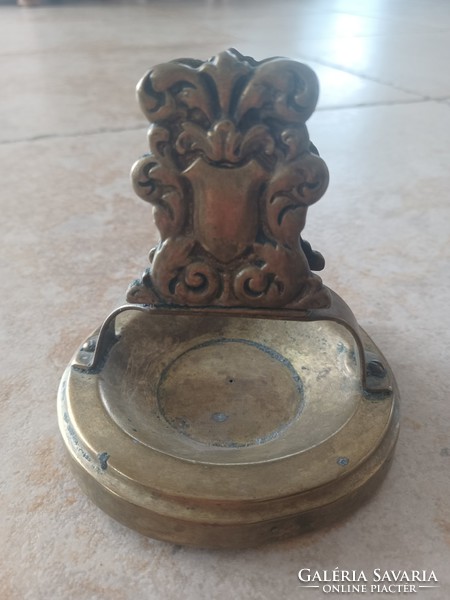 Antique copper match holder, Hungarian metal and lamp factory