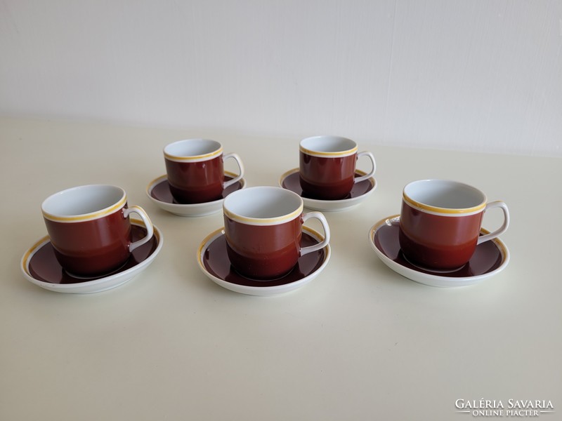 Retro raven house porcelain brown yellow old coffee mocha cup cup 5 pcs