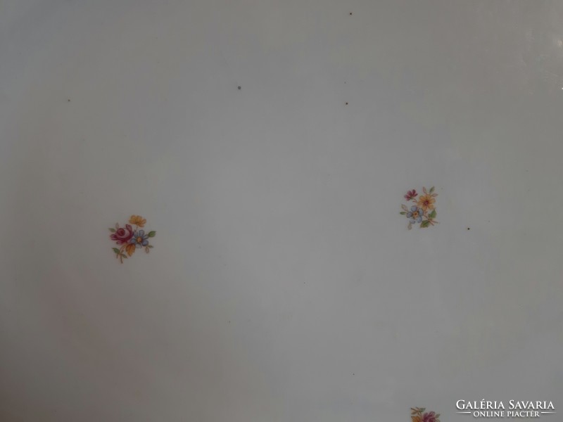 Zsolnay apró virágmintás, pajzspecsétes nagy méretű kínáló/ pecsenyés tál