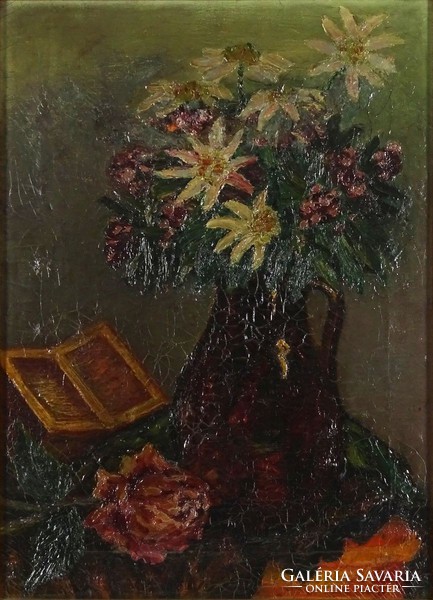 1H055 xx. Century Hungarian painter: book still life with books