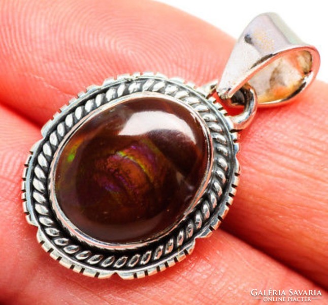Rarity!! Real fire agate silver pendant from Mexico