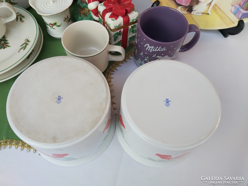Beautiful zsolnay porcelain Christmas pot, collectible beauty, nostalgia piece