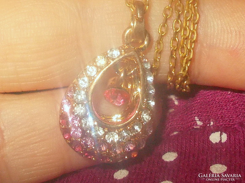 Rózsaszínű Csepp Rosé Arany Gold Filled Vintage Nyaklánc