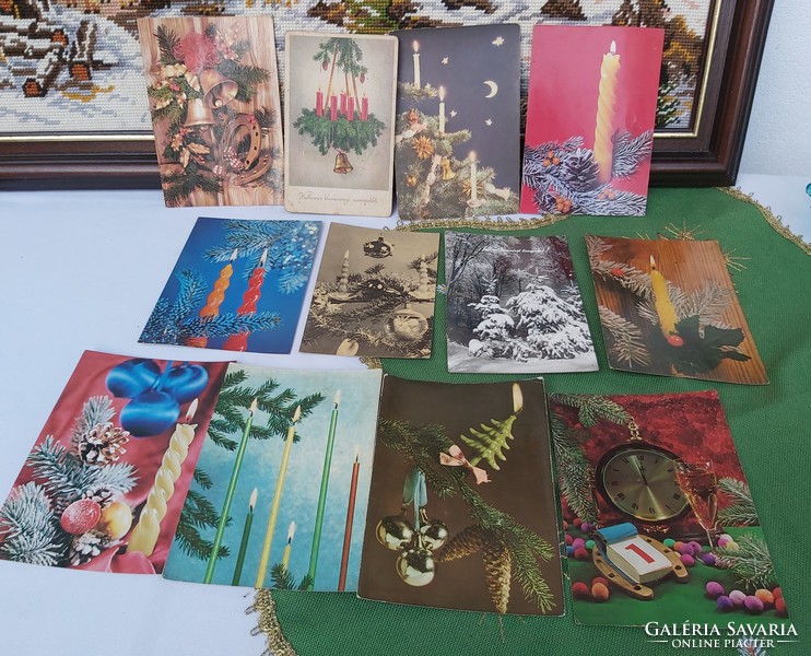 12 pcs Christmas postcard cards with nostalgia peasant village decoration